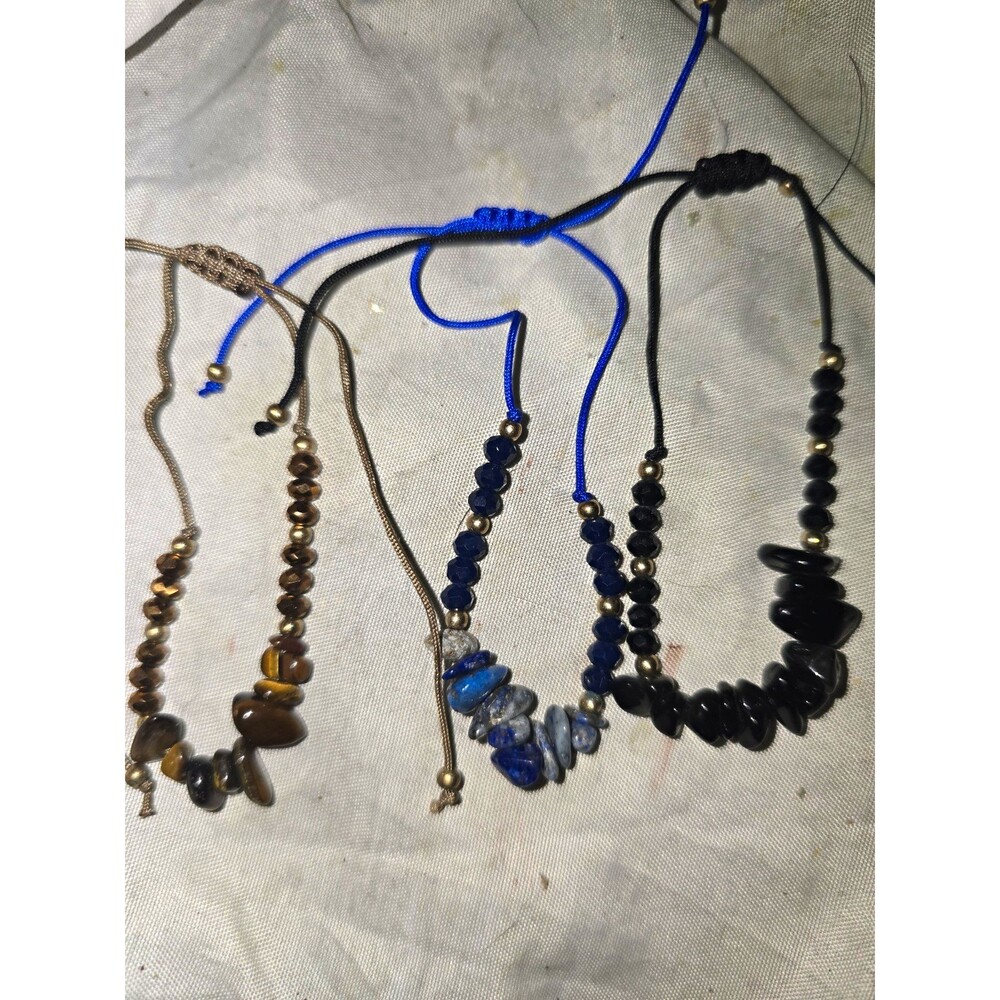 Lot of 3 Multicolor Chip Stone   Adjustable bracelets